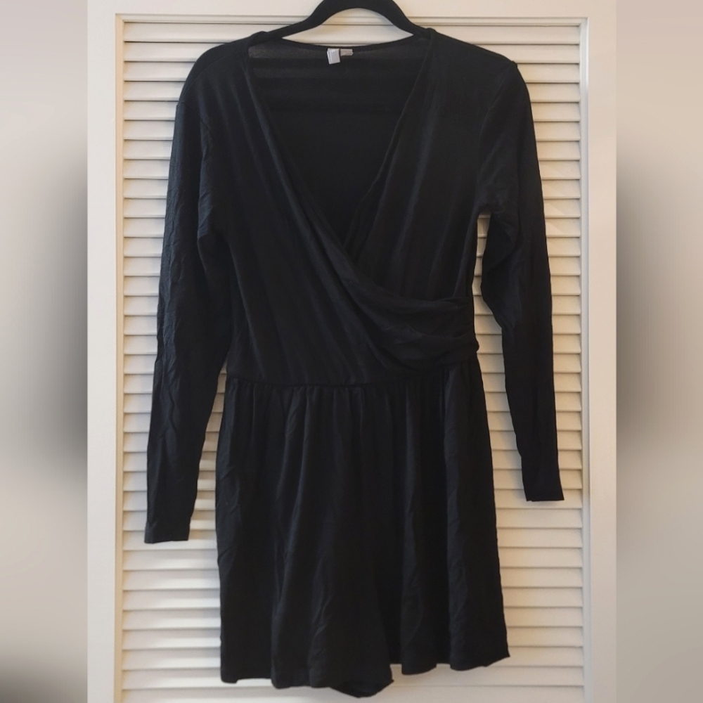 ASOS - Black Long Sleeve Wrap Front Romper